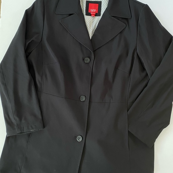 Esprit Jackets & Blazers - Esprit Black lined long raincoat, Sz. 2X